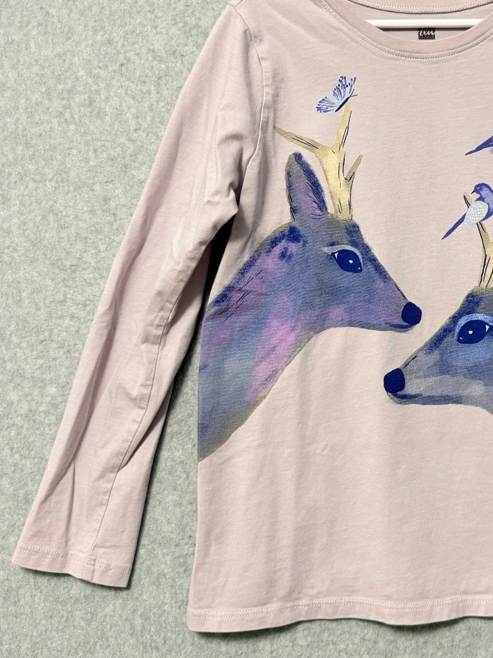 Tea Collection Girls Lavender Long Sleeve Graphic Tee Size 10 Deer Animal Nature